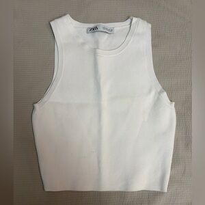 Zara White Sleeveless Crop Top